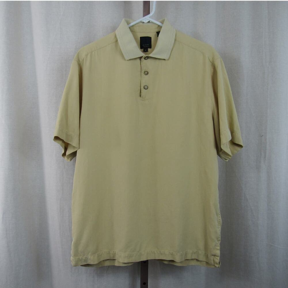 Axis LA Medium 100% Silk Men's Cream Polo Lightweight Spring Outdoor *Flawed*